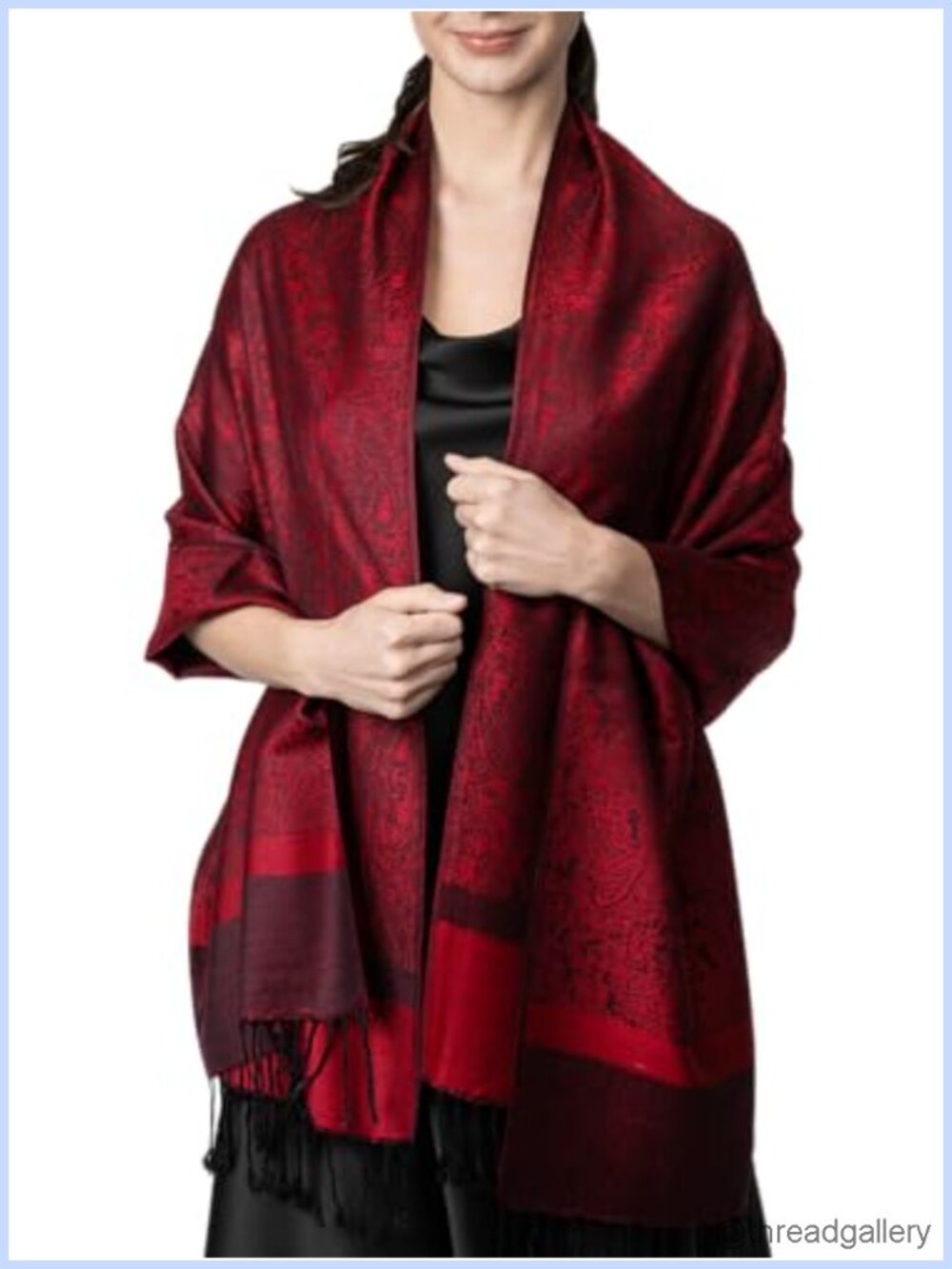 Two-Tone Vintage Paisley Pashmina Scarf Lightweight Wrap Shawl